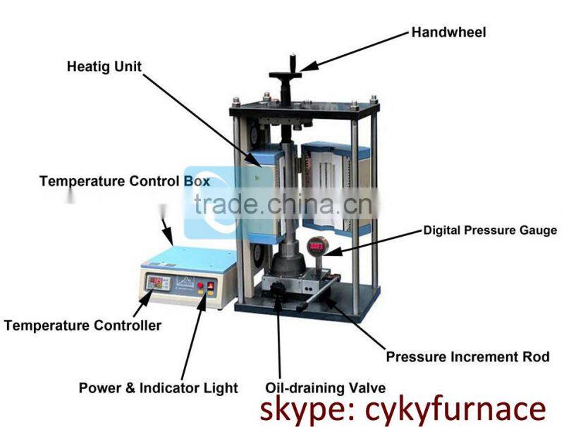 small hot pellet press machine upto 1000C / small heat hot press machine
