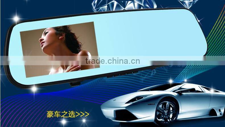 Blue Screen 4.3'' Car Mirror DVR with rearview camera and mirror gps bluetooth camera