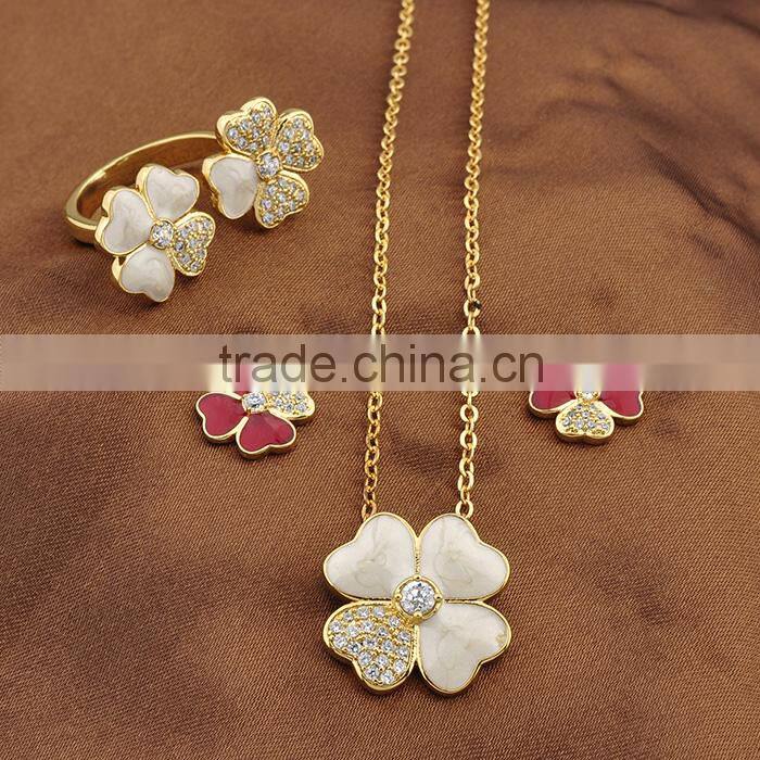 Best Selling Products In America Red Clover Necklace Sets For Women