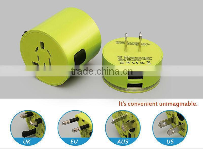 Newest design GENJOY portable universal euro travel adapter with usb