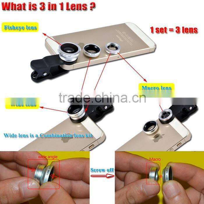 3 in 1 Universal Camera Lens,Fisheye Lens For Samsung S4