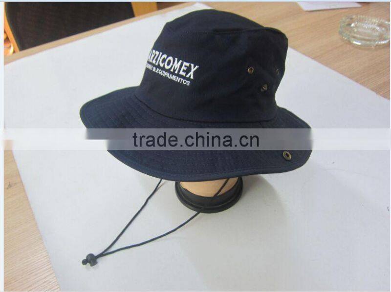 cotton custom design and style wide brim fishing bucket hat with string