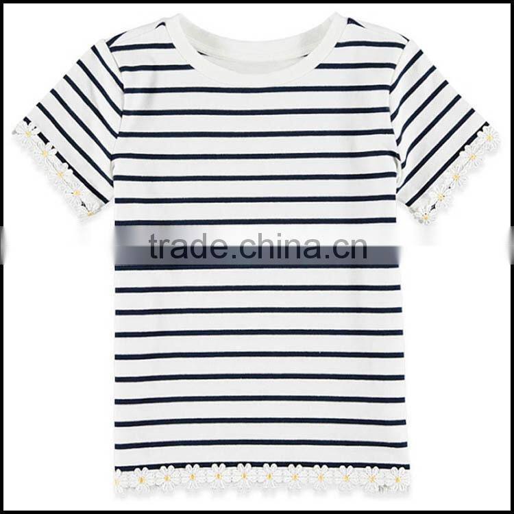 Comfortable kids short sleeve stripes t shirt with round neck made in China