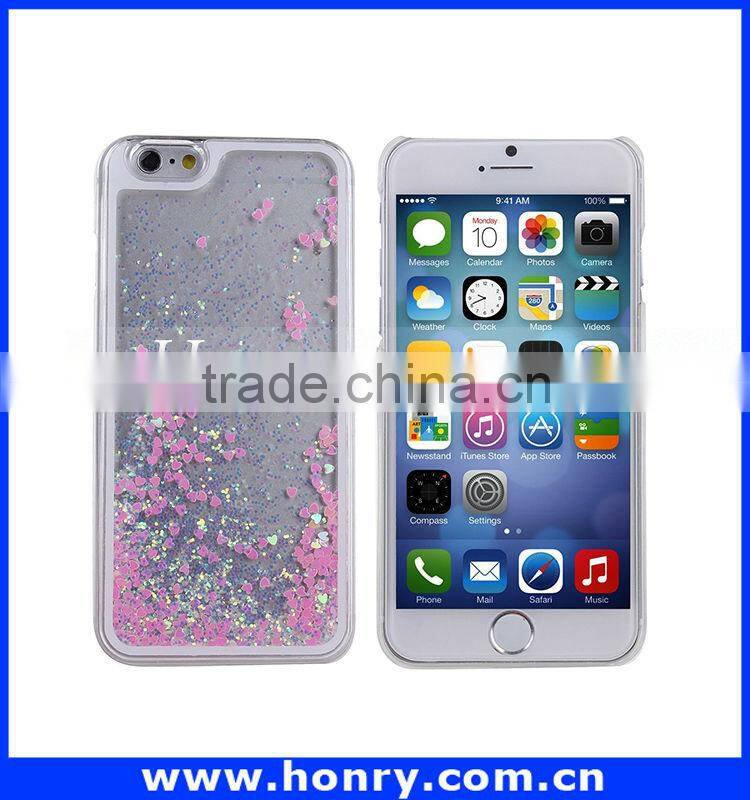 Mobile accessories popular hard pc flowing glitter liquid case moving glitter case for iphone 6 china wholesale