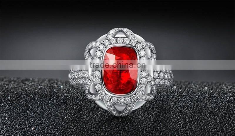 guangzhou factory jewellery gold fashionable18k gold inlay diamond red natual gemstone ruby ring for women precious gold jewelry