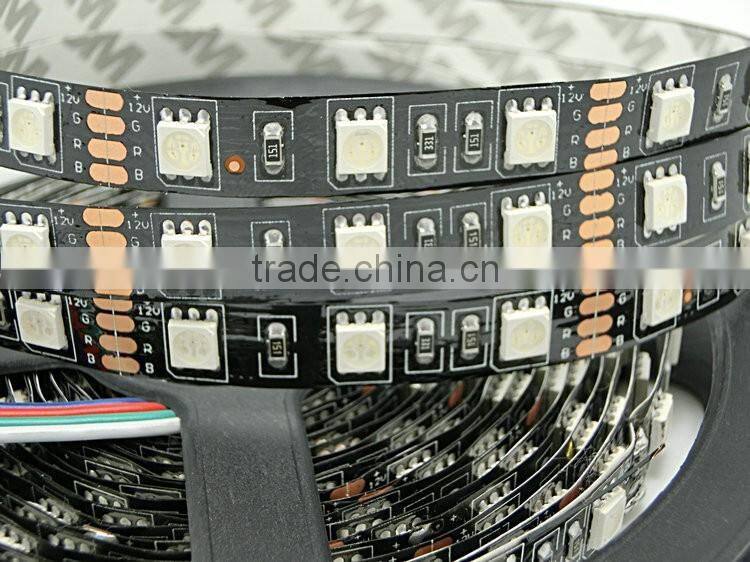 Black PCB LED strip 5050, 12V flexible light 60LED/m,SMD 300LED/5m/roll,White,White warm,Cold White,RGB