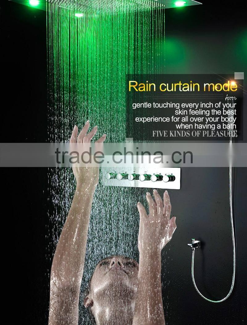 luxury shower system embeded ceiling multifunctional shower mixer bath set with rainfall,waterfall,mist spray,curtain