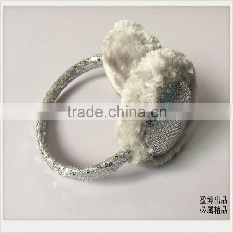 2016 ear muffs for girls Telescopic adjusting the size of girls rose red sequined bow Plush warm winter earmuffs