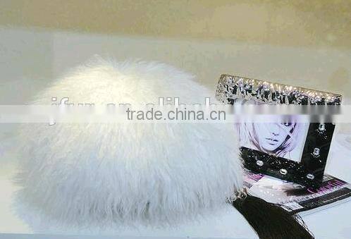Top Quality Sheep Mongolian Sheep Fur Round Pillow Cushion Chair Decoration