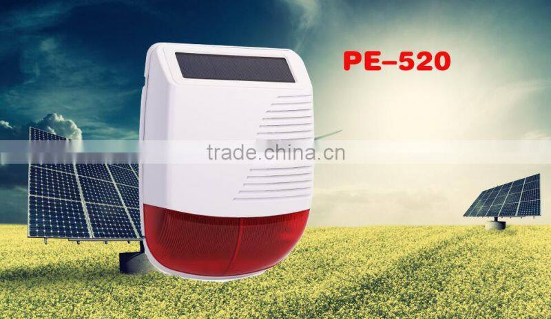 2016 outdoor wireless alarm siren with strobe light powered by solar energy