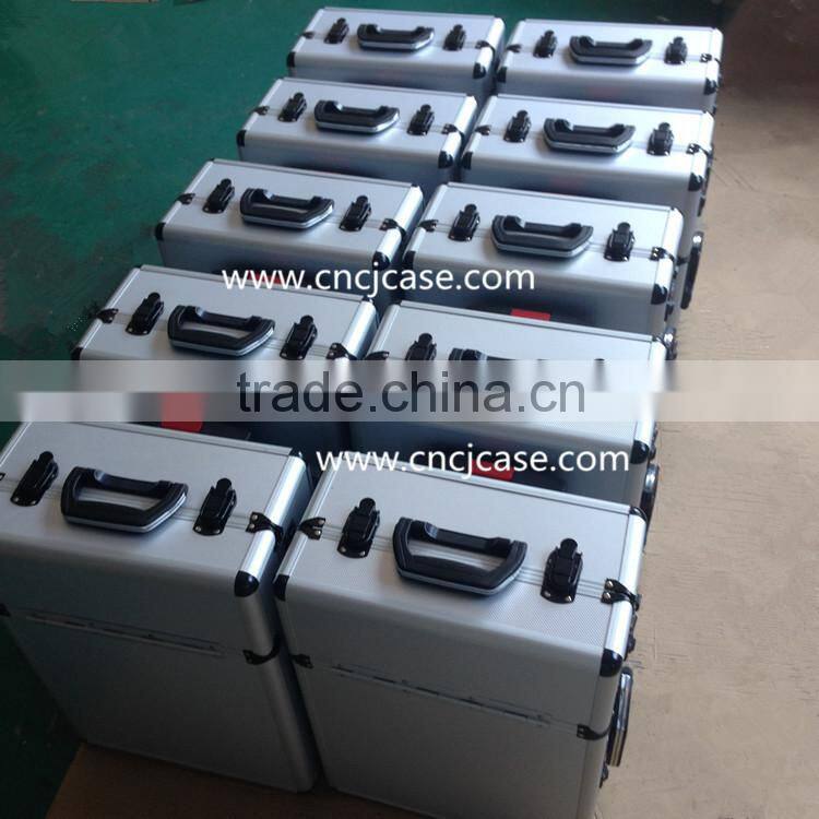 Aluminum case with trolley and wheels
