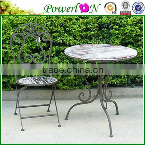Discounted Unique New Wooden Vintage Outdoor Table Metal Chair