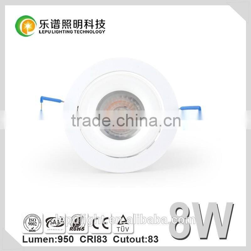 Durable rotating 8w dimmable led recessed downlight