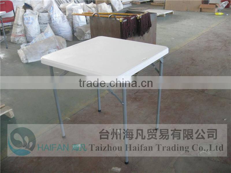 high durable blow molding PE 2FT white square folding dining table /hot sell square plastic dining room table