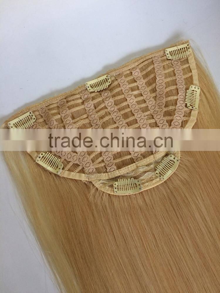 indian remy virgin hair half wig clip in hair extensions
