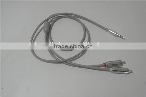 Siliver plated 3.5mm Jack to Twin/2 Phono Cable Lead GOLD metal shell cabletolink top quality