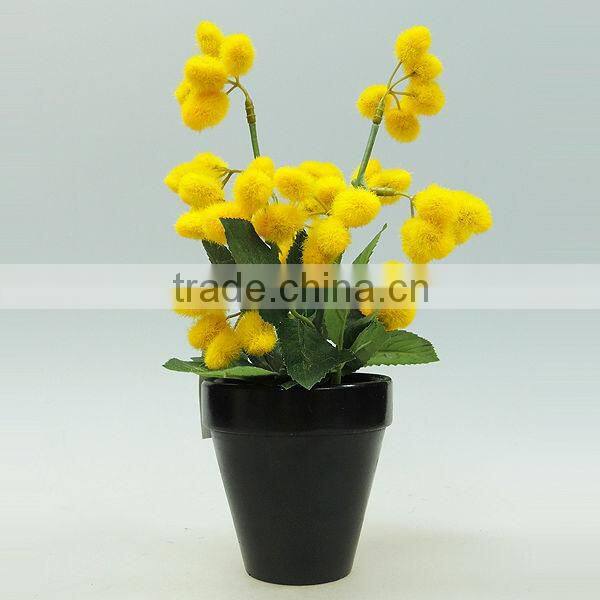 Silver color cement pot artificial plants for living room decoration