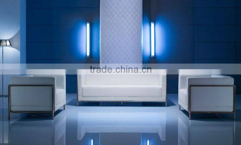 2016 Office sofa set 1+1+3 red leather sofa with solid wood legs