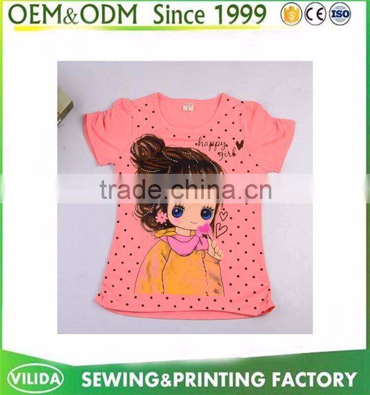Fashion Girl printed Summer Casual T Shirt With Pattern Soft Cotton Cute Kids Clothes For 3-12 Years