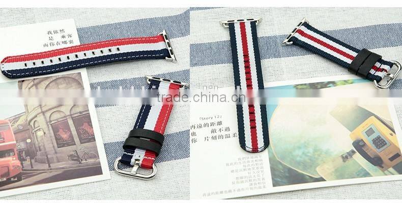 Burberry Fabric Multicolour Woven Nylon Watch Strap For iWatch 38 42 adjustable watch strap with Free adapter For Apple watch