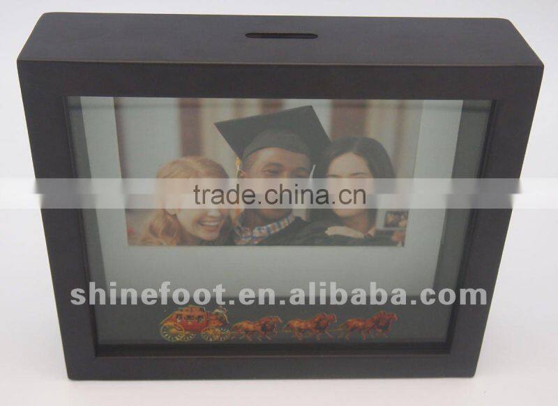 8" metal picture frame with coin bank T-FB01-1 (m02)