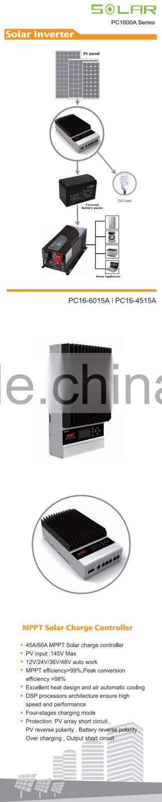 <MUST Solar> Hot! 45A mppt 12v with LCD monitor hybrid solar charge controller