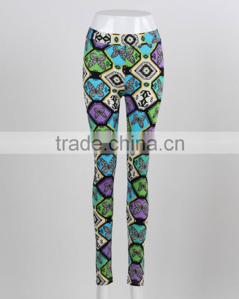 F5S31095 Ladies Geometric Leggings In Charcoal