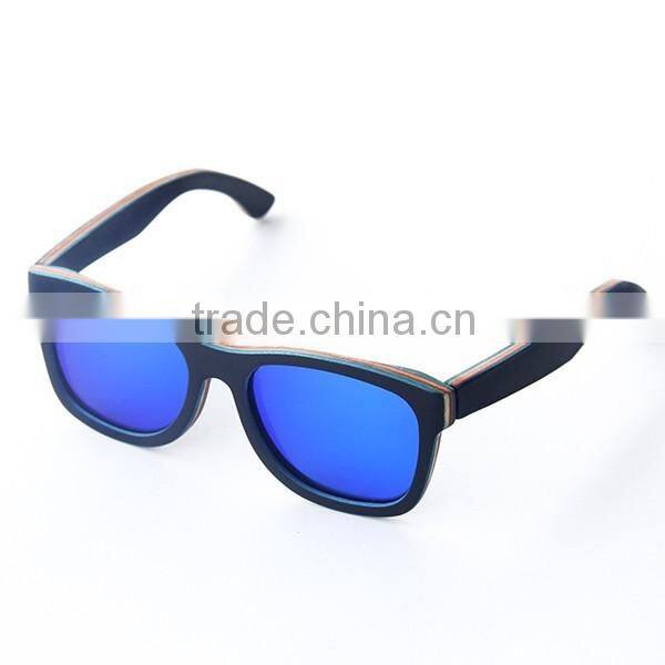 Eco-friendly recycle skateboard wood sunglasses with polarized lens