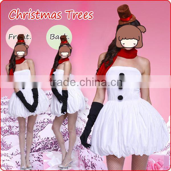 SL88994 Latest designer women winter dress Christmas costumes white pleated strapless Christmas dress