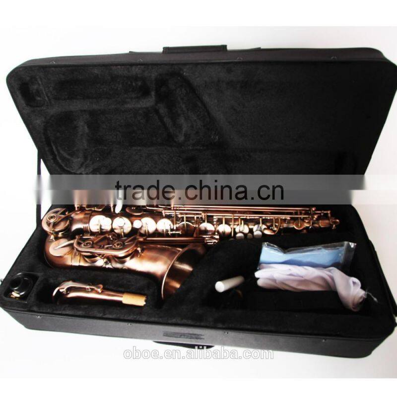 Professional woodwind musical instrument alto saxophone with antique surface finish wholesale