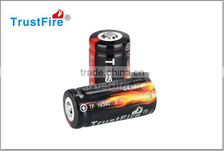 Trustfire portable 3.7V 880mAh 16340 protected lithium rechargeable battery car battery