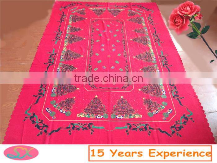 Table cloth factory 100% polyester Christmas table cloth manufacturer