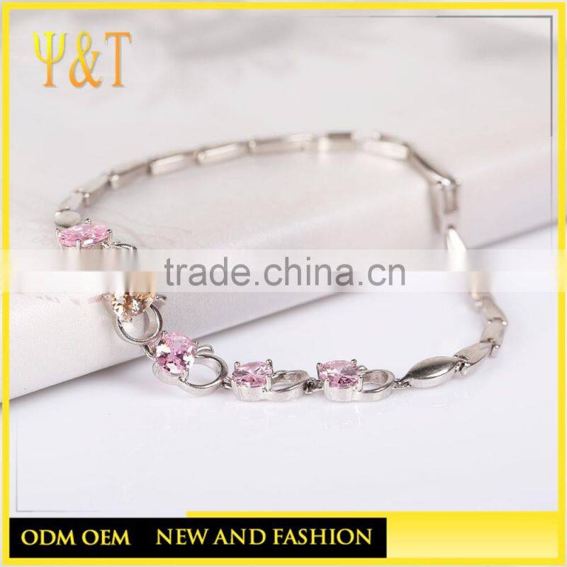 Factory price wholesale 925 sterling silver jewelry apple shaped stone bracelet