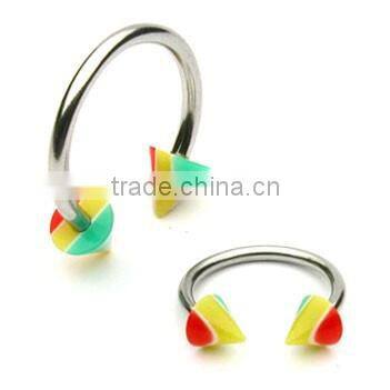 Silver 925 Crystal Horseshoe Circular Barbell Piercings Jewelry