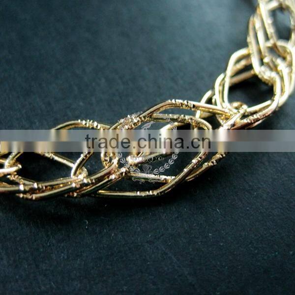 19cm 14K light gold plated brass faceted rhombic link fashion DIY bracelet supplies 1900067