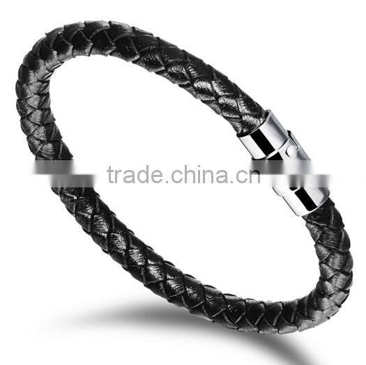 Fashion Jewelry Men Braided Leather Bracelet With Buckle