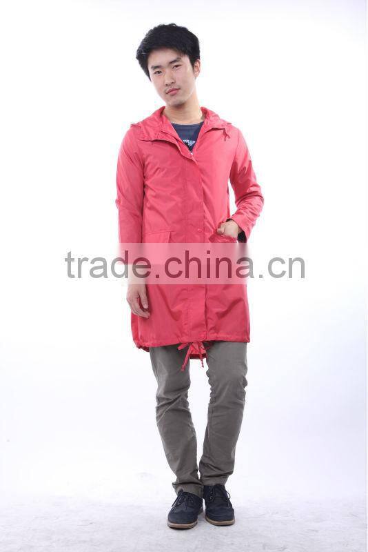 2014 popular red raincoats with hood for men