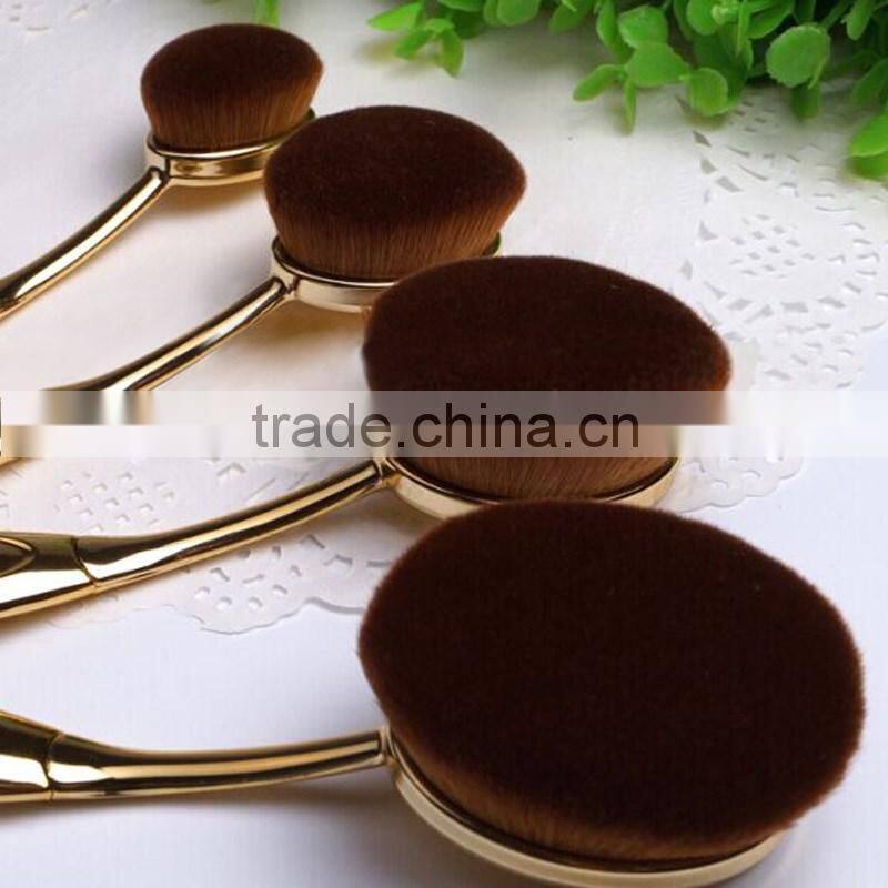 plastic electroplating handle material Smudge Brush,Angular Blush,Flat brush style oval gold makeup brushes