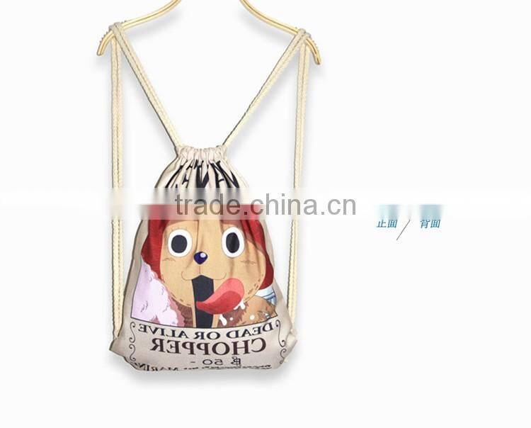 Promotional Canvas pattern printing drawstring backpack bag