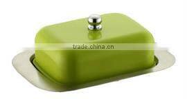 Retangular stainless steel butter dish with lid