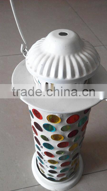 Glass mosaic lantern ,Moroccan lantern, White hanging lantern outdoor