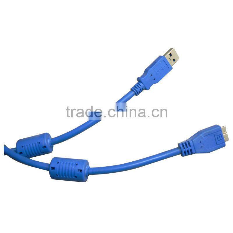 SuperSpeed USB 3.0 Am to Micro Bm otg cable (USB Cables) with double ferrites 0.5m/1m/2m/3m (blue) M-M