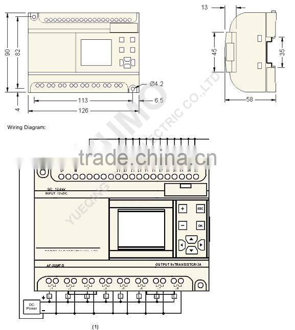 DC power supply 12 point DC input (analog) 8 point transistor output plc programmable logic controller PLC