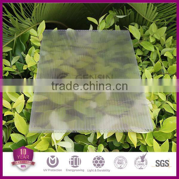 Polycarbonate Transparent Roofing Sheet Honeycomb Structure High Impact Strength UV Coating Warehouse Price 8mm Thickness