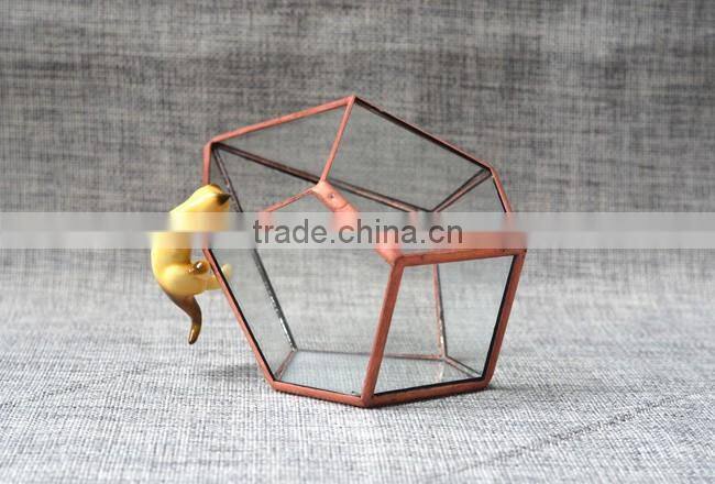 Pyramid shaped glass terrarium for indoor plant holder