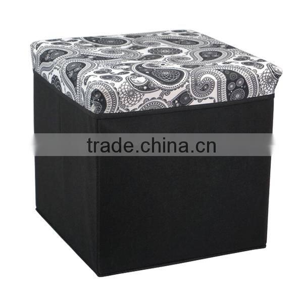 Fabric Folding Blue Small Size Storage Ottoman
