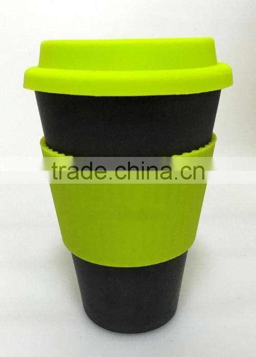 14OZ bamboo fiber mug cup with silicone lid