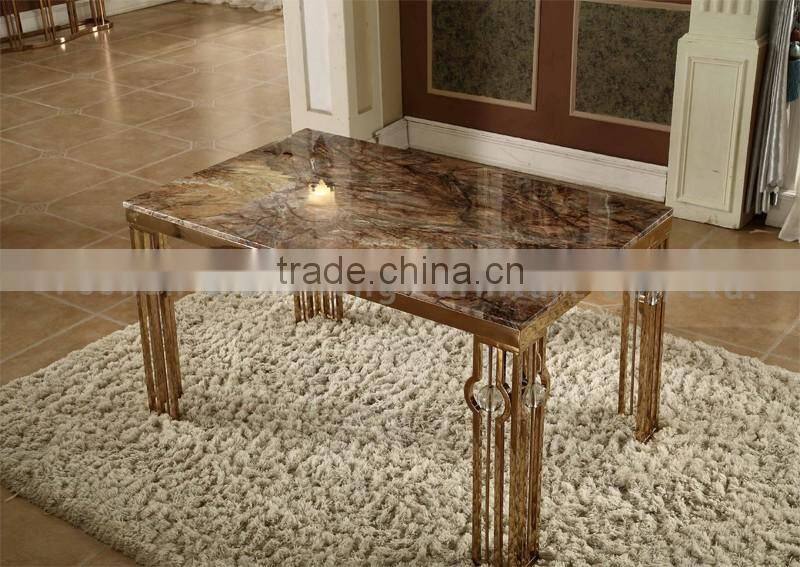 fancy Rose golden tainless steel marble top dining table