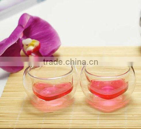 2oz heart-shaped double wall glass cup