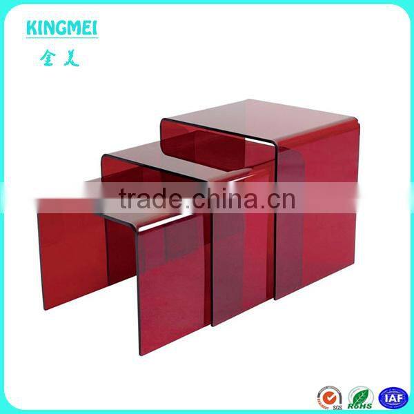2015 hot sale red acrylic leather wallet display for bag display,U shape acrylic display stand